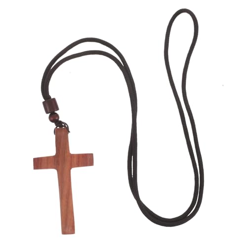 DIYEAH Holzkreuz Halskette Mit Sandelholz Anhänger Kruzifix Halskette Für Damen Und Herren Christlicher Schmuck Mit Bibelvers Handgeschnitztes Kirchenschmuck-accessoire von DIYEAH