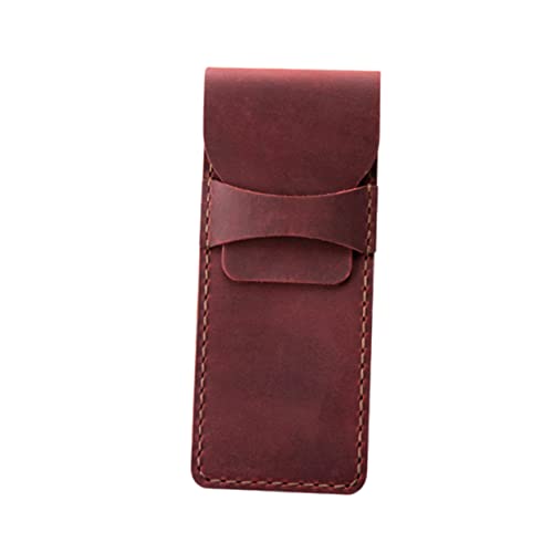 DIYEAH Retro Leder Stiftetui Mit Schutzhülle Handgemachte Aufbewahrungstasche Für Füllfederhalter Und Schreibutensilien Für Büro Schule Und Zuhause Dunkelrot von DIYEAH