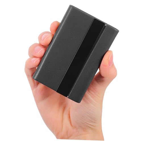 DIYEAH Stilvolles Visitenkartenetui aus und Grauem Kunstleder Magnetisch Verschließbar Tragbarer Business Kartenhalter mit Großer Kapazität für Professionelle Unternehmer und von DIYEAH