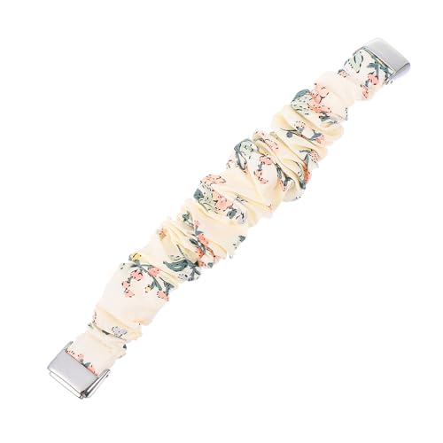 DIYEAH Stretchable Armband für Modisches Scrunchy Uhrenband Milchweiß mit Silberblüten Langlebig Bequem von DIYEAH