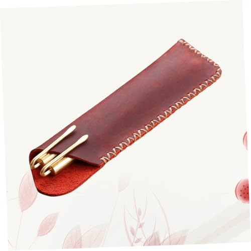 DIYEAH Vintage Leder Stiftetui Handgenähtes Rindsleder Federmäppchen Stifteschutz Tasche für Büro Schule Home Wine von DIYEAH