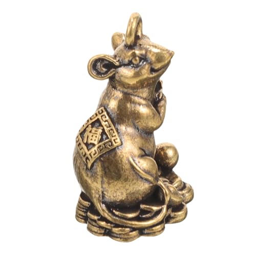 DIYEAH Vintage Ratte Schlüsselanhänger Charm Schmuck Charms Kupfer Tier Schlüsselanhänger Chinesisches Sternzeichen Ratte Anhänger Antiker Schlüsselanhänger Anhänger DIY Schmuck von DIYEAH