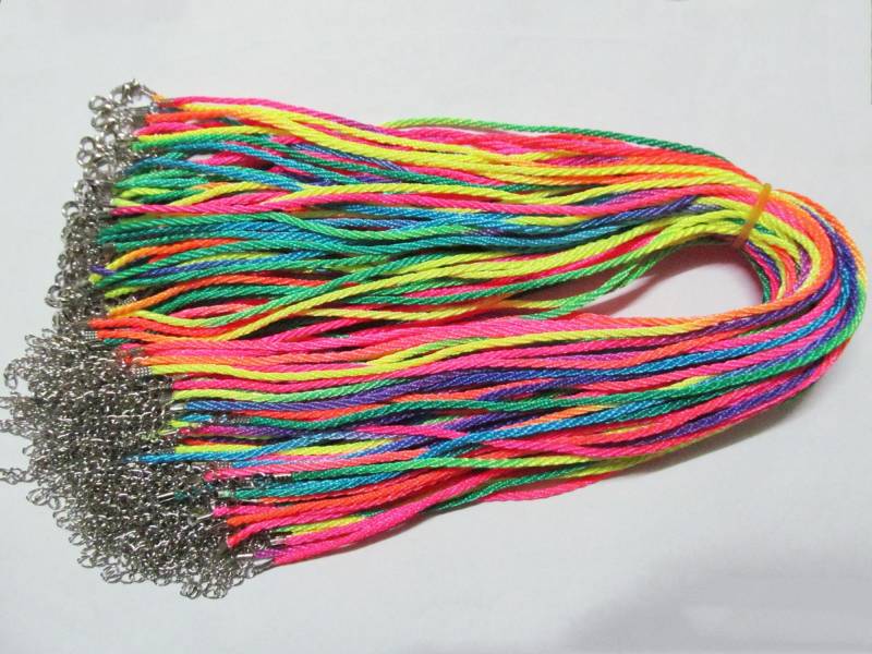 17 Zoll - 18 2mm Regenbogen Seidenkordel Geflecht Halskette Perlen-string, Seil, 1, 8 Verlängerungskette, 12mmx7mm-Karabiner-Verschluss, Diy 17 Zoll - 18 2mm Regenbogen Seidenkordel Geflecht Halskette Perlen-string, Seil, 1, 8 Verlängerungskette, 12mmx7mm-Karabiner-Verschluss, Diy von DIYLoveOcean