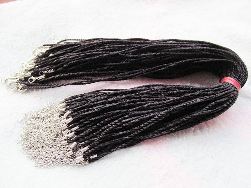 17-Zoll - 18 Zoll 3 Mm Schwarz Seide Geflecht Halskette Schnur, Perlen-string, Seil, 1, 8-Zoll-Verlängerungskette, 12Mmx7Mm-Karabiner-Verschluss, Diy 17-Zoll - 18 Zoll 3 Mm Schwarz Seide Geflecht Halskette Schnur, Perlen-string, Seil, 1, 8-Zoll-Verlängerungskette, 12Mmx7Mm-Karabiner-Verschluss, Diy von DIYLoveOcean