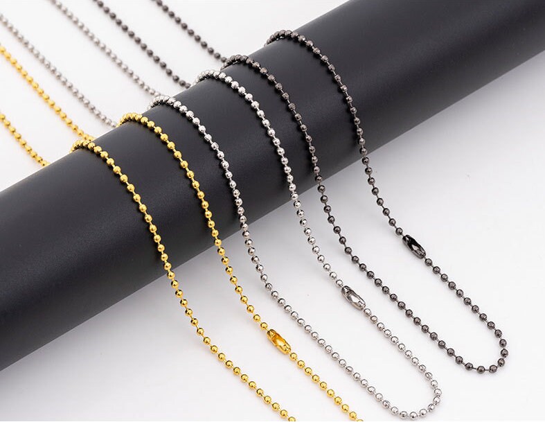 25.2Inch 2.40mm Antik Bronze/Silber Ton/Schwarz/Gunmetal/Gold Kugel Gliederkette Anhänger Charm Halskette, Diy Zubehör Schmuckherstellung von DIYLoveOcean