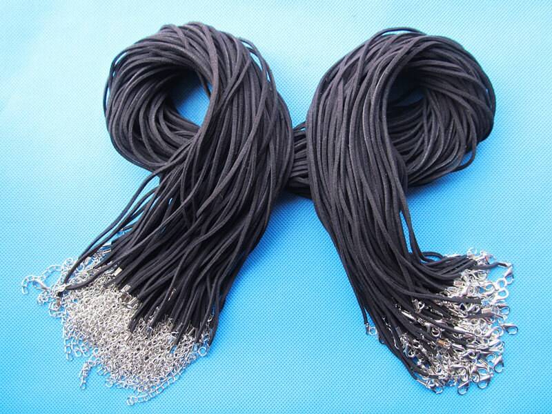 2mm 27Inch-28Inch Verstellbar Schwarz Korea Kunstleder Band Seil Charm Halskette, 12x7mm Karabinerverschluss 2mm 27Inch-28Inch Verstellbar Schwarz Korea Kunstleder Band Seil Charm Halskette, 12x7mm Karabinerverschluss von DIYLoveOcean