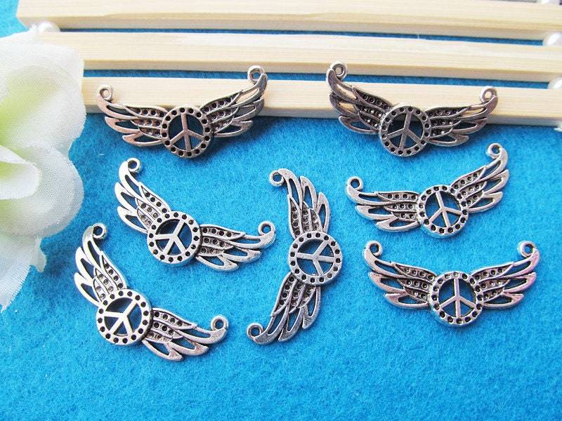 Antik Silber Ton/Antik Bronze Kabinett Benz Doppel Engel Flügel Stecker Anhänger Charm/Suchen, Armband, Diy Zubehör Schmuck von DIYLoveOcean