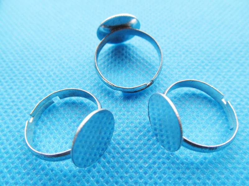 Einstellbare Silber Ton/Weiß K Basis Einstellung Tablett Blank Ringe, Passen 12mm Runde Cameo Cabochon, Diy Zubehör Schmuck Machen von DIYLoveOcean
