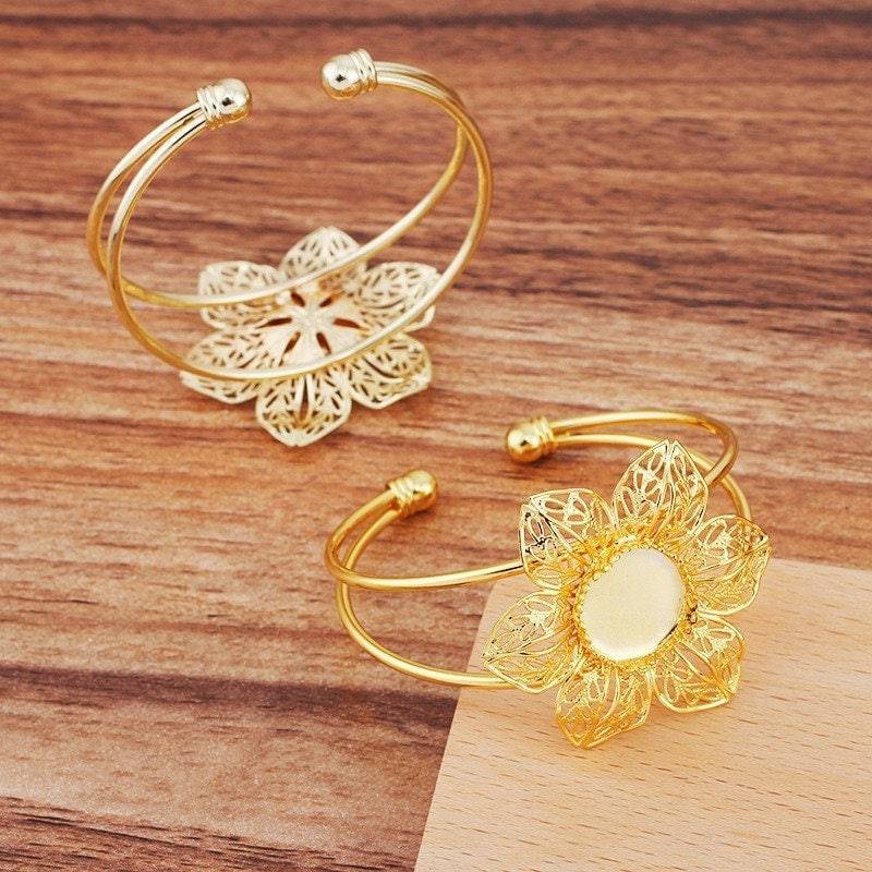 Hochwertiges Verstellbares Antik Bronze Kupfer Blüten Faerie Armband, Basis Fassung, Für 15mm Cabochon, Diy Accessoire Schmuck Hochwertiges Verstellbares Antik Bronze Kupfer Blüten Faerie Armband, Basis Fassung, Für 15mm Cabochon, Diy Accessoire Schmuck von DIYLoveOcean