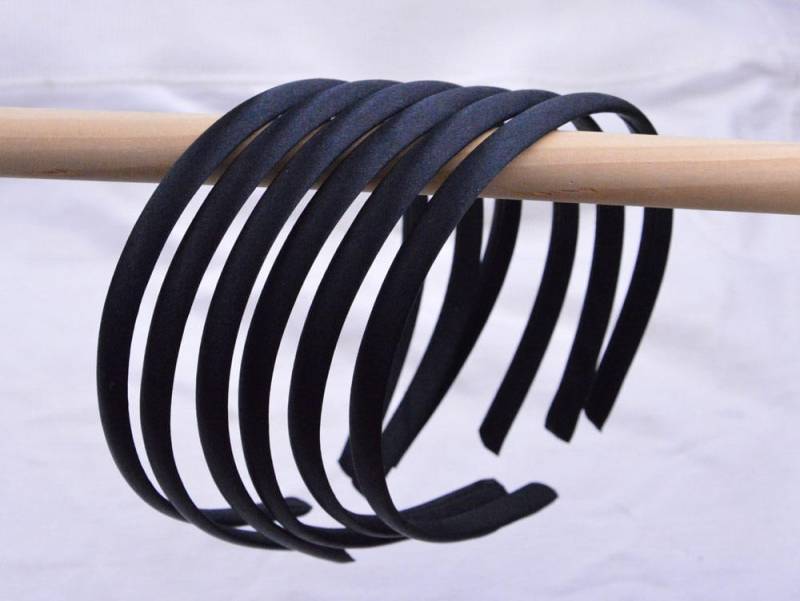 10mm Satin Haarband, Schwarze Umwickelte Kunststoff Haarbänder, Haarbänder 10 Stück von DIYartworld