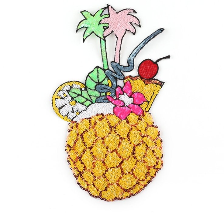 Ananas Pailletten Stickerei Applikation Patch, Paillette Patch Zubehör Für Mantel, T-Shirt, Kostüm Dekorative Applikationen Patches von DIYsharing