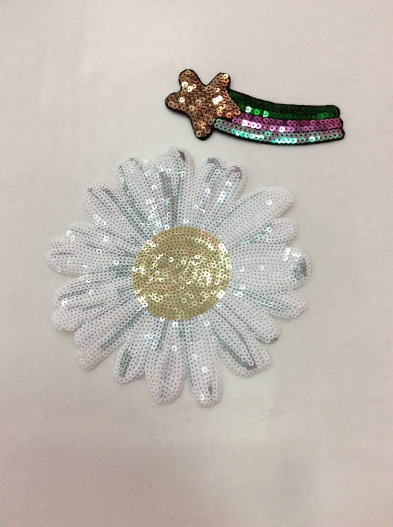 Blumen Und Regenbogen Pailletten Applikation Patch, Paillette Patch Zubehör Für Mantel, T-Shirt, Kostüm Dekorative Patches von DIYsharing