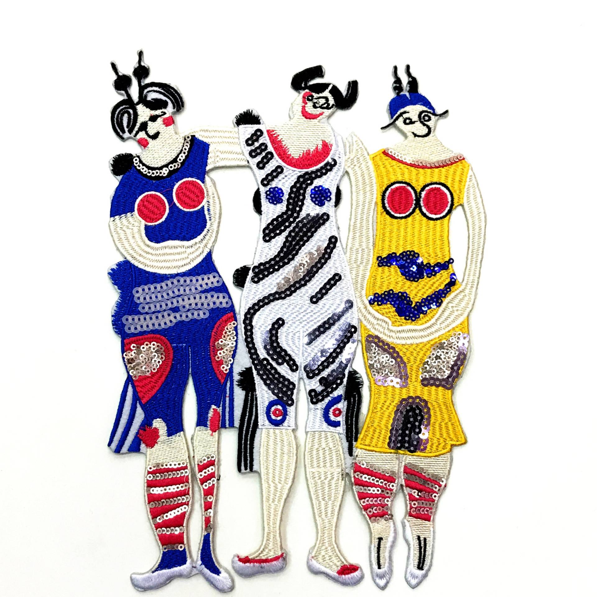 Bunter Pailletten Applikation Patch, Paillette Drei Personen Patch Lieferungen Für Mantel, T-Shirt, Kostüm Dekorative Applikationen Patches von DIYsharing