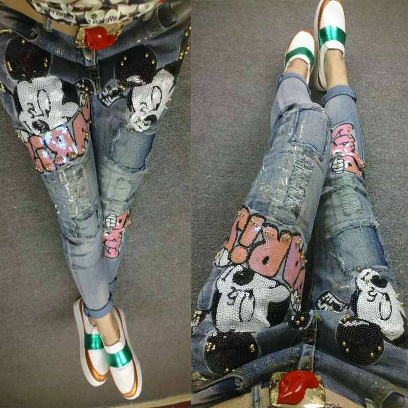 Cartoon Mickey Pailletten Applikation Patch, Paillette Patch Für T-Shirt, Mantel, Jeans Dekorative Patches von DIYsharing