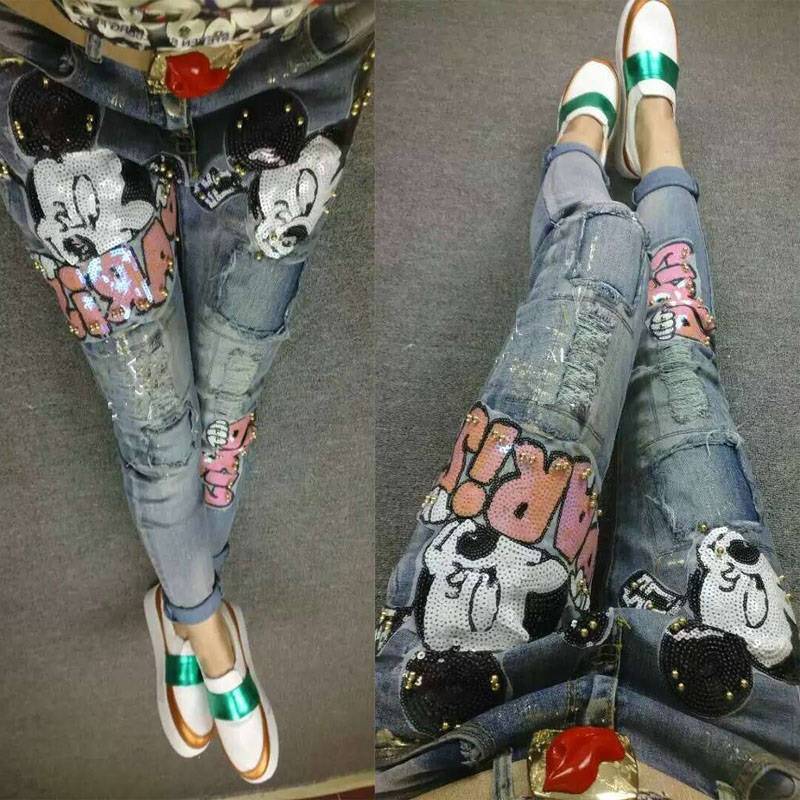 Cartoon Mickey Pailletten Applikation Patch, Paillette Patch Für T-Shirt, Mantel, Jeans Dekorative Patches von DIYsharing