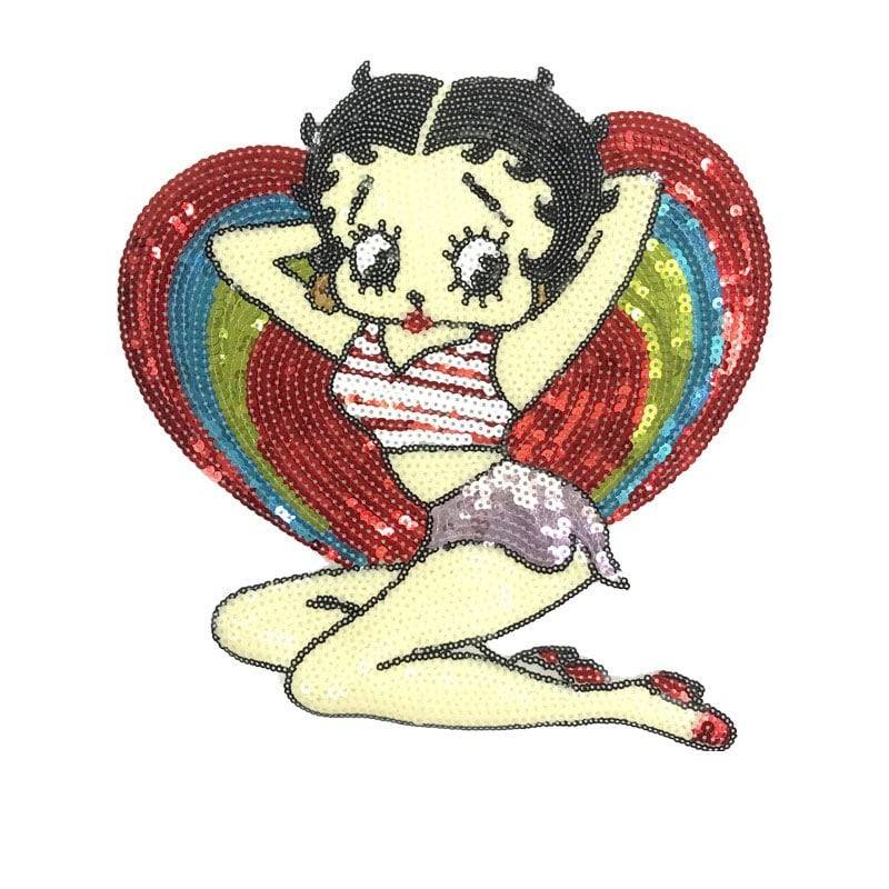 Cartoon Pailletten Stickerei Applikation Patch, Paillette Mädchen Patch Lieferungen Für Mantel, T-Shirt, Kostüm Dekorative Patches von DIYsharing