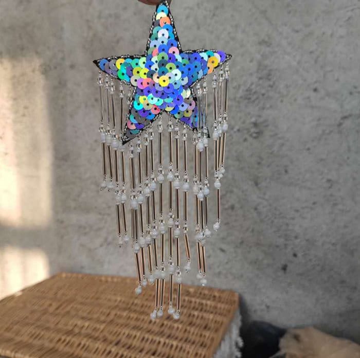 Delikater Stern Stickerei Pailletten Applikation Patch, Perlen Fransen Patch Lieferungen Für Mantel, T-Shirt, Kostüm Dekorative Applikationen Patches von DIYsharing