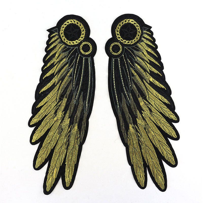 Ein Paar Flügel Gesticktes Herz Applikation Patch, Vintage Förmigen Patch Für Kleidung Oder Kleid, Dekorative Stickerei Applikationen Patches von DIYsharing