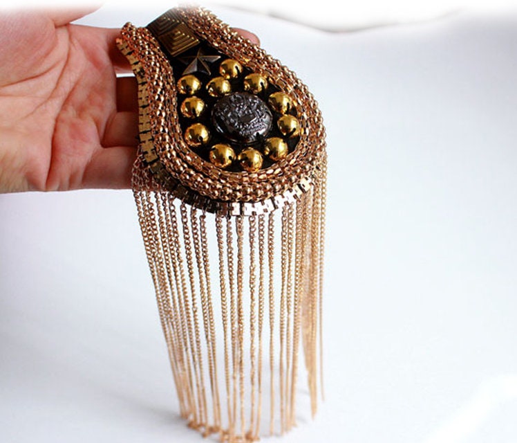 Ein Paar Gold Oder Silber Quasten Epaulet, Handgemachte Epauletten, Nieten Schulterpolster, Schulter Verschönerung, Kostüm Epauletten von DIYsharing