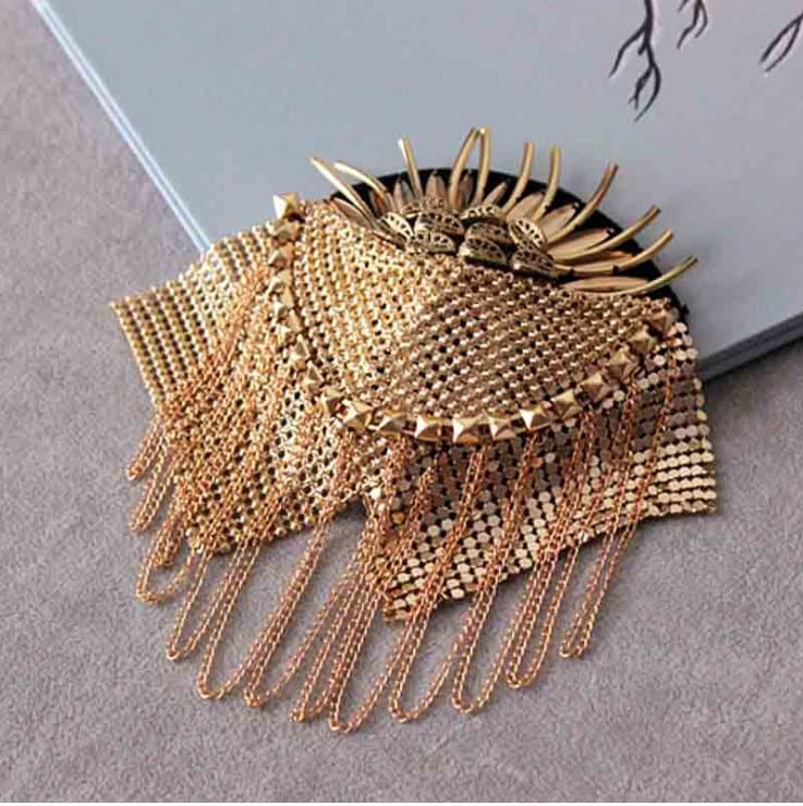Ein Paar Gold Quasten Epaulet, Handgemachte Schulterpolster, Nieten Schulter Dekoration Schulterklappen, Verschönerung, Schulterklappen von DIYsharing