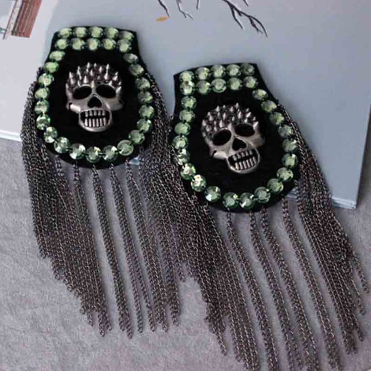 Ein Paar Schädel-Quasten Epaulet, Handgemachte Schulterpolster, Goldnieten Schulter Dekoration Epauletten, Verschönerung, Epauletten von DIYsharing