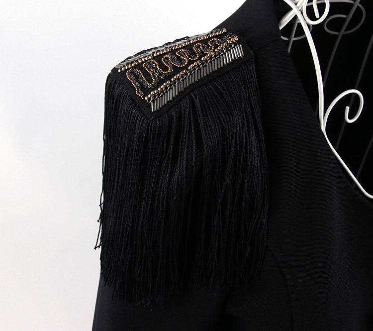 Ein Paar Schwarze Lange Quasten Epaulet, Handgemachte Schulterpolster, Goldnieten Schulter Dekoration Schulterklappen, Verschönerung, Schulterklappen von DIYsharing
