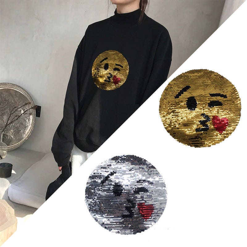 Gold Oder Silber Kuss Pailletten Applikation Patches, Paillette Patch, Patch Zubehör Für Mantel, T-Shirt Dekorative Patches von DIYsharing