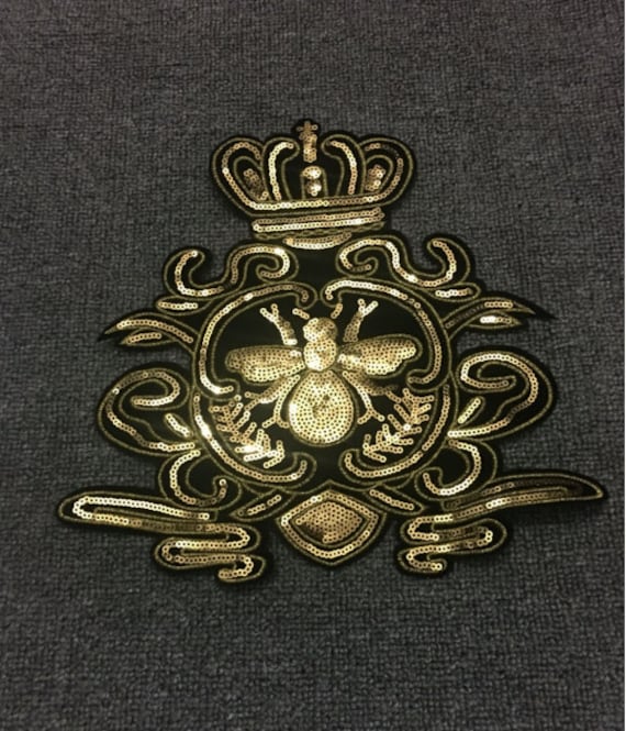 Goldene Krone Pailletten Applikation Patch, Paillette Patch Zubehör Für Mantel, T-Shirt, Kostüm Dekorative Patches von DIYsharing