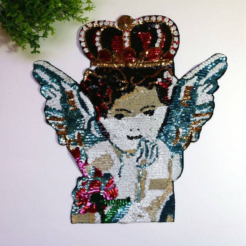 Große Krone Mädchen Pailletten Applikation Patch, Paillette Engel Patch Zubehör Für Mantel, T-Shirt, Kostüm Dekorative Patches von DIYsharing