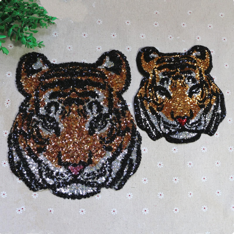 Großer Tigerkopf Pailletten Applikation Patch, Paillette Tiger Patch Lieferungen Für Mantel, T-Shirt, Kostüm Dekorative Patches von DIYsharing