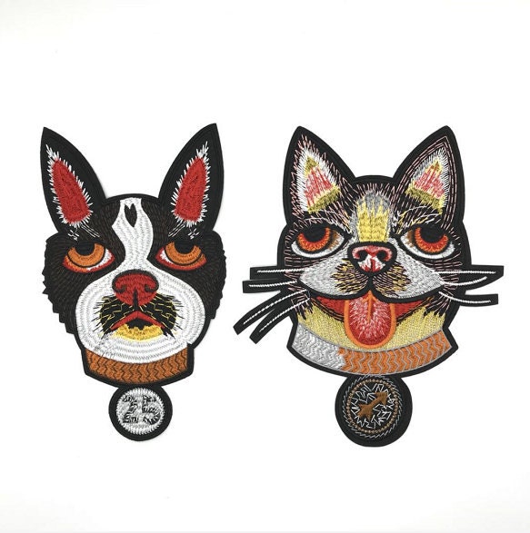 Hundekopf Gestickter Applikations Patch, Stickerei Hund Patch Für Mantel, T-Shirt Oder Jeans Dekorative Applikationen Aufnäher von DIYsharing