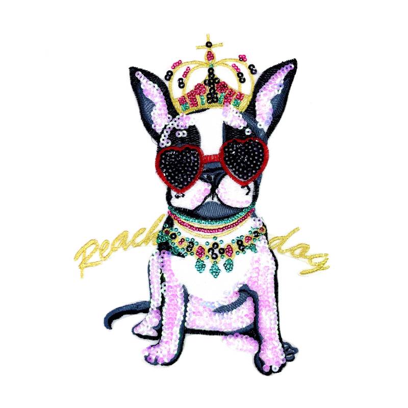 Krone Hund Pailletten Applikation Patch, Paillette Patch Zubehör Für Mantel, T-Shirt, Kostüm Dekorative Applikationen Patches von DIYsharing