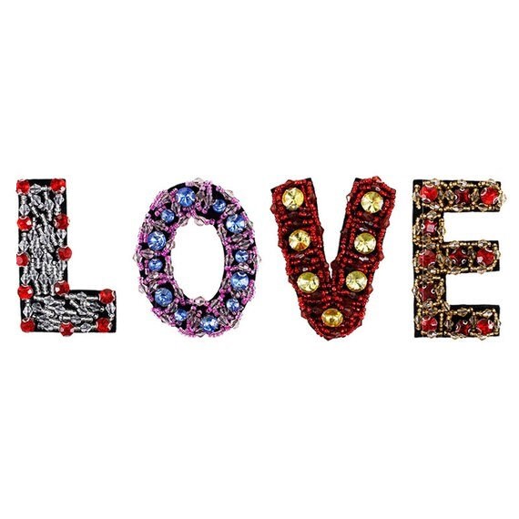 Love Strass Stickerei Pailletten Applikation Patch, Perlen Liebe Patch Lieferungen Für Mantel, T-Shirt, Kostüm Dekorative Applikationen Patches von DIYsharing