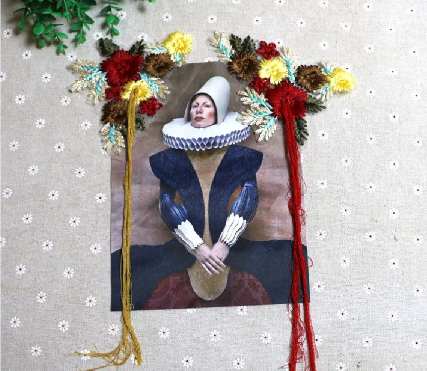 Mädchen Mit Blumen Gestickte Applikation Patches, Vintage Patch Für Kleidung Oder Kleid, Dekorative Stickerei Applikationen Patches von DIYsharing