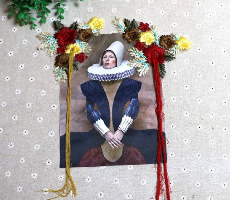 Mädchen Mit Blumen Gestickte Applikation Patches, Vintage Patch Für Kleidung Oder Kleid, Dekorative Stickerei Applikationen Patches von DIYsharing