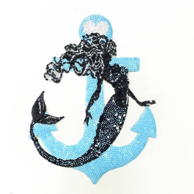 Meerjungfrau Und Anker Pailletten Applikation Patches, Mermaid Patch Lieferungen Für Mantel, T-Shirt, Kostüm Dekorative Applikationen Patches von DIYsharing