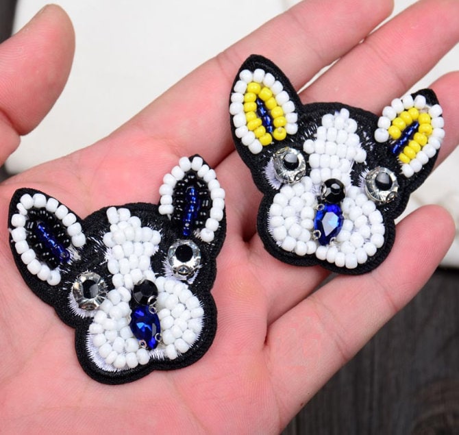 Niedlicher Hundekopf Perlenstickerei Pailletten Applikation Patch, Hund Patch Lieferungen Für Mantel, T-Shirt, Kostüm Dekorative Applikationen von DIYsharing