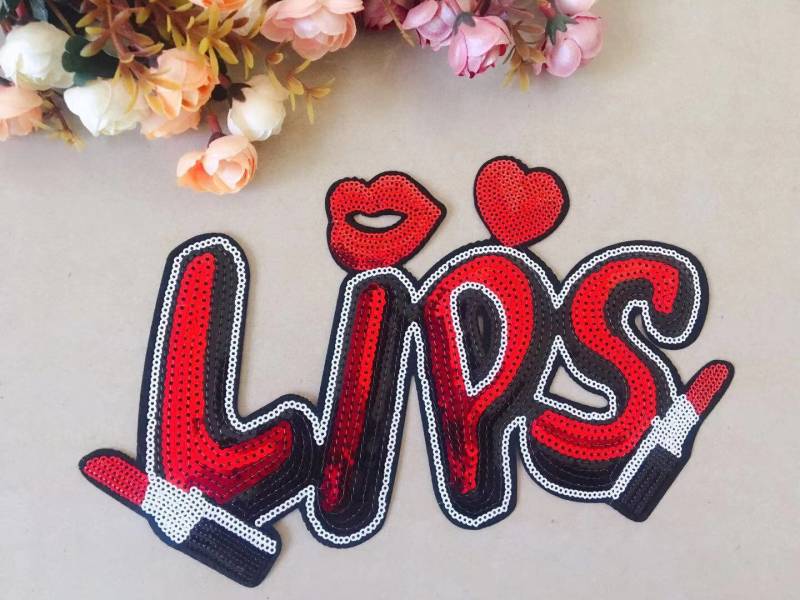 Rot Oder Lila Lippen Pailletten Applikation Patch, Paillette Patch Zubehör Für Mantel, T-Shirt, Kostüm Dekorative Applikationen Patches von DIYsharing