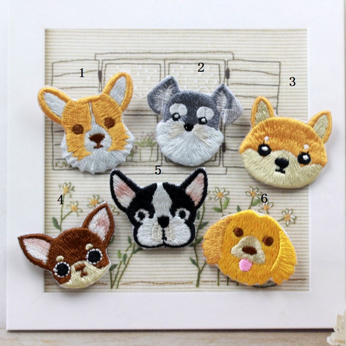 Süßer Hund Gesticktes Eisen Auf Applikation Patch, Aufnäher Zum Aufbügeln Für Kleidung Oder Kleid, Dekoration Stickerei Applikationen von DIYsharing