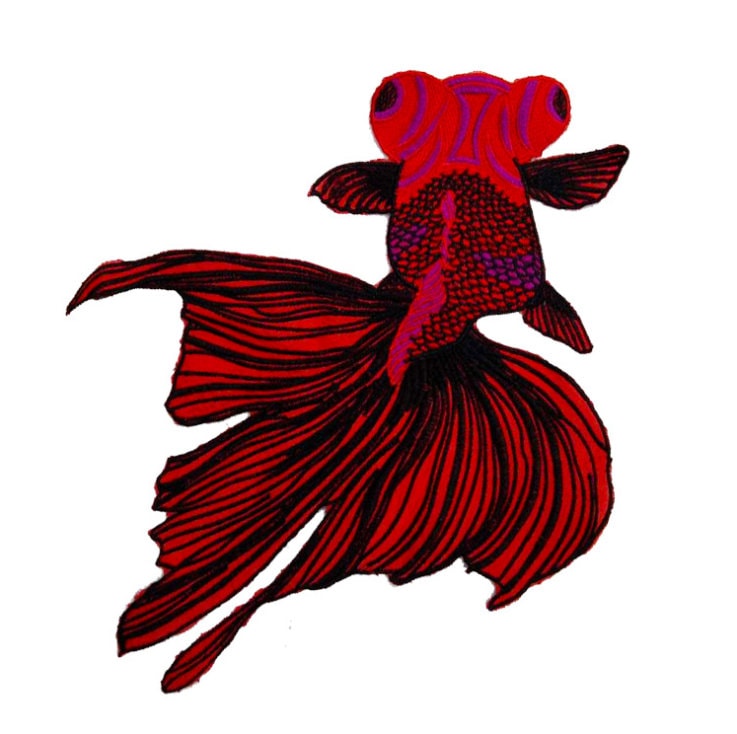 Zarte Goldfisch Gestickte Applikation Patch, Vintage Fisch Patch Für Kleidung Oder Kleid, Dekorative Stickerei Applikationen Patches von DIYsharing