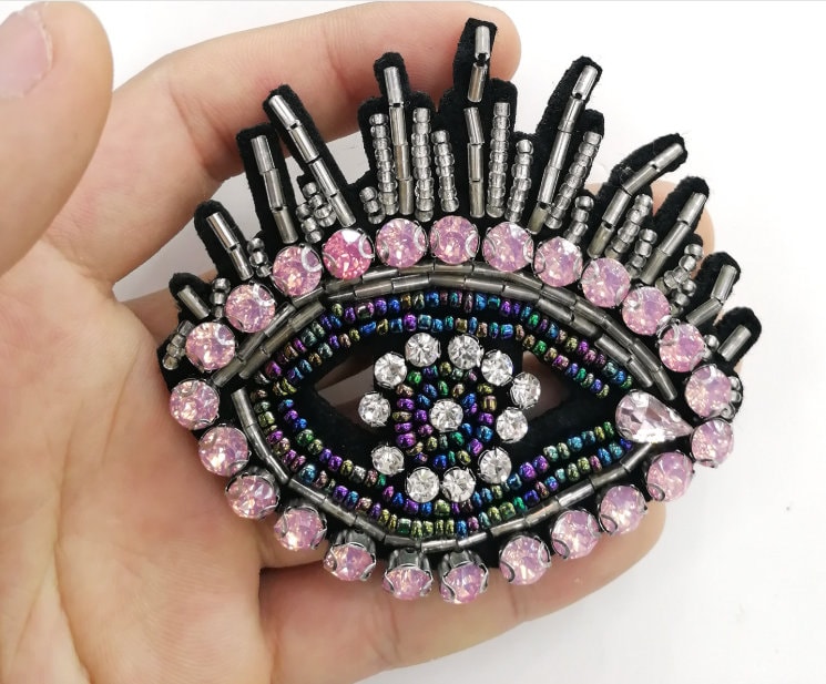 Zarte Perlen Augen Stickerei Pailletten Applikation Patch, Strass Patch Zubehör Für Mantel, T-Shirt, Kostüm Dekorative Applikationen Patches von DIYsharing
