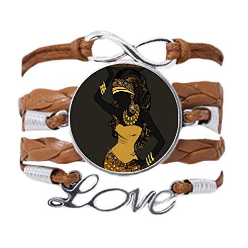 DIYthinker Afrikanisches schwarzes Damen-Armband, Aborigine-Kleider, Liebeskette, Seil, Ornament, Armband, Geschenk, Leder Metall, Nicht zutreffend. von DIYthinker