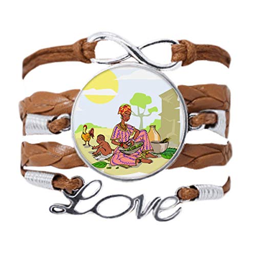 DIYthinker Armband für Damen, Kinder, Totems, afrikanische Aborigines, Liebeskette, Seil, Ornament, Geschenk, Schwarz, 8.8 inch, Leder, Nicht zutreffend. von DIYthinker