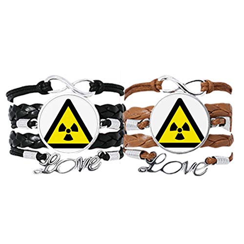 DIYthinker Armband mit Warnsymbol, Gelb/Schwarz, Ionisation, Strahlung, Dreieck, Handschlaufe, Lederseil, Armband, Doppel-Set, Geschenk von DIYthinker