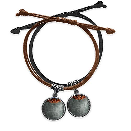 DIYthinker Armband mit grauem Zement-Mahagoni-Ornament-Muster, doppeltes Lederseil, Paar-Set, Geschenk von DIYthinker