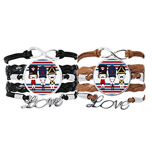 DIYthinker Buntes Soldaten-Armband mit britischer Wahrzeichen-Flagge, Handschlaufe, Lederseil, Armband, Doppel-Set, Geschenk, Nicht zutreffend. von DIYthinker