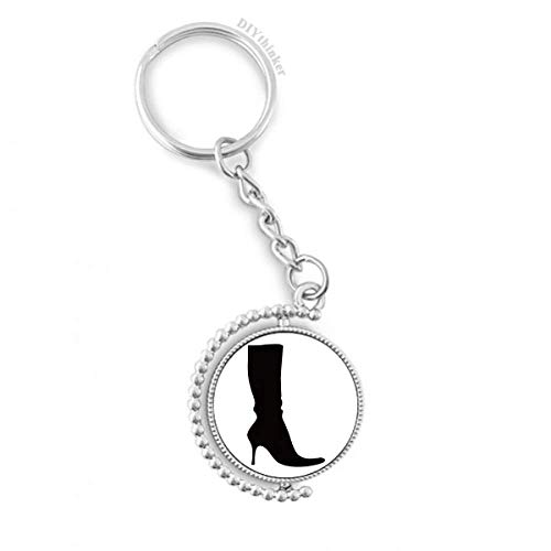 DIYthinker Einfache Muster-Schwarz-hohe Stiefel-Silhouette Drehbare Schlüsselanhänger Ringe 1.2 Zoll x 3.5 Zoll Mehrfarbig von DIYthinker