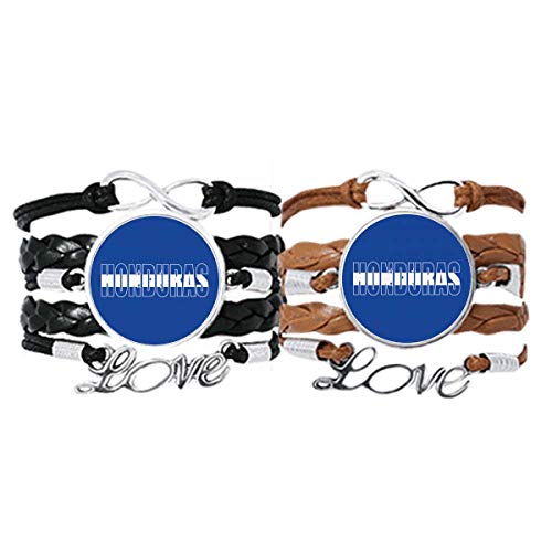 DIYthinker Honduras Länderflagge Namensarmband Handschlaufe Lederseil Armband Doppelset Geschenk von DIYthinker