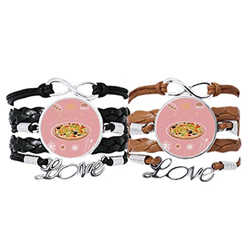DIYthinker Italienisches Tomaten-Pizza-Armband, Handschlaufe, Lederseil, Armband, Doppel-Set, Geschenk von DIYthinker