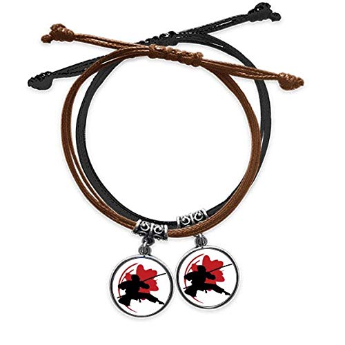 DIYthinker Japanisches Samurai-Armband mit Sakura-Umriss, Asien-Armband, doppeltes Lederband, Paar-Set, Geschenk von DIYthinker